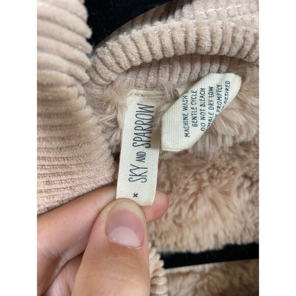 Sky And Sparrow Womens Beige Corduroy Jacket Faux Fur Lining M Casual Cotton - Picture 3 of 7